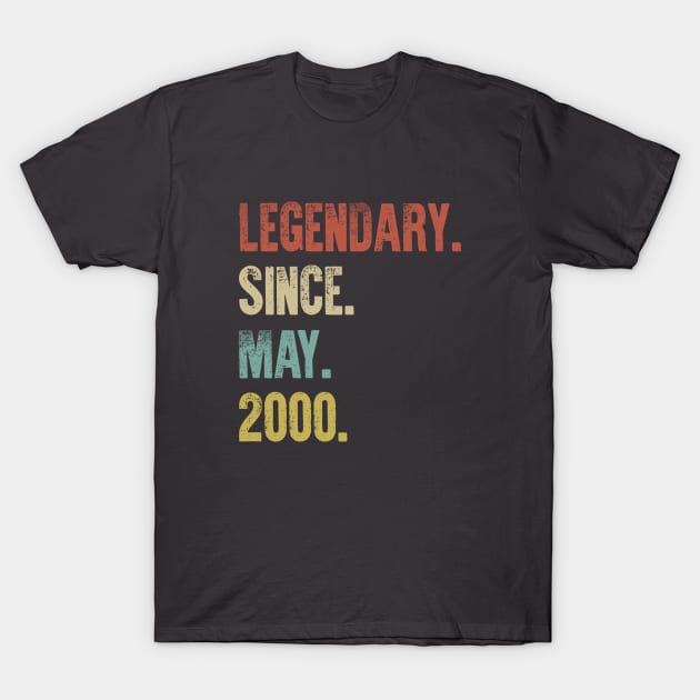 Retro Vintage 20th Birthday Legendary Since May 2000 T-Shirt by DutchTees